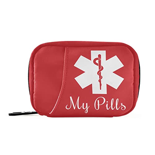 Naanle Pill Organizer Medical Sign Pill Box 7 Day Pill Case Bag Travel Pill Organizer Bag with Zipper Portable Weekly Case Compact Size for Vitamin Supplement Holder - Image 2