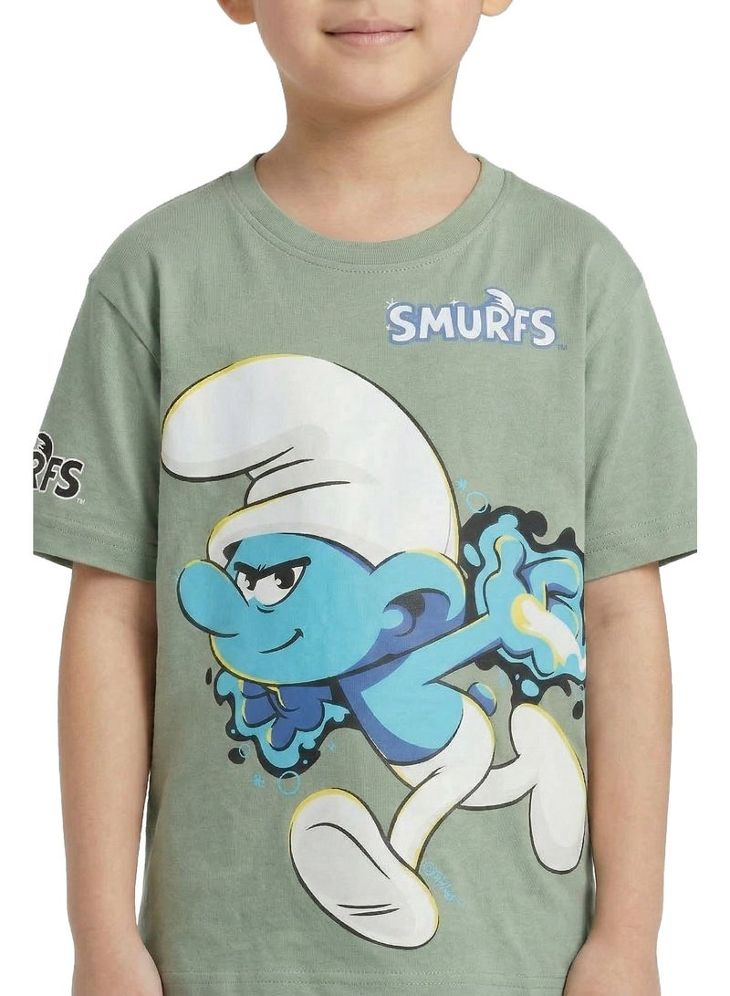 Trucare Boys Smurfs Printed Cotton Regular T-Shirt - Image 3