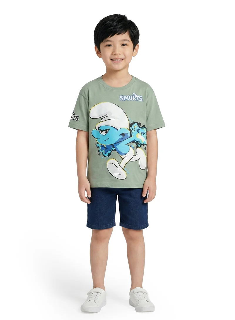 Trucare Boys Smurfs Printed Cotton Regular T-Shirt