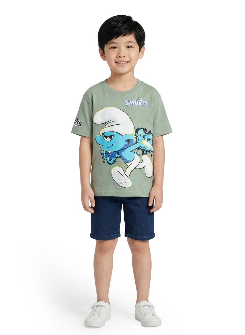 Trucare Boys Smurfs Printed Cotton Regular T-Shirt - Image 2
