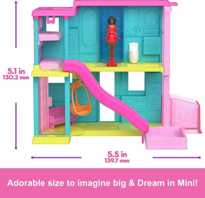 Barbie Mini Land Doll House Sets Mini Dreamhouse with Surprise 1 5 inch Doll Furniture Accessories Plus Elevator Pool - Image 5
