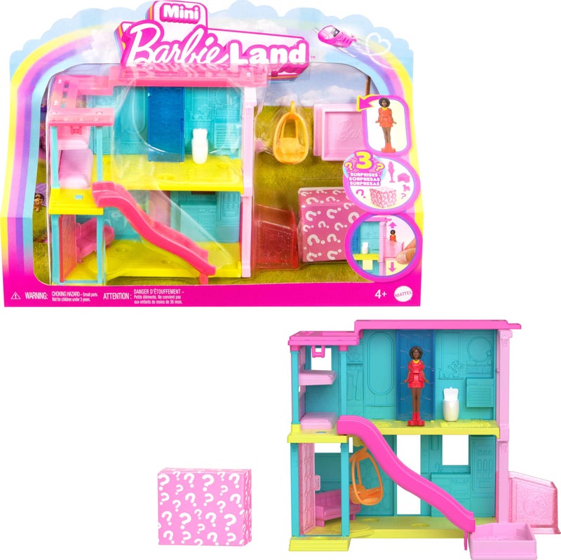 Barbie Mini Land Doll House Sets Mini Dreamhouse with Surprise 1 5 inch Doll Furniture Accessories Plus Elevator Pool - Image 1