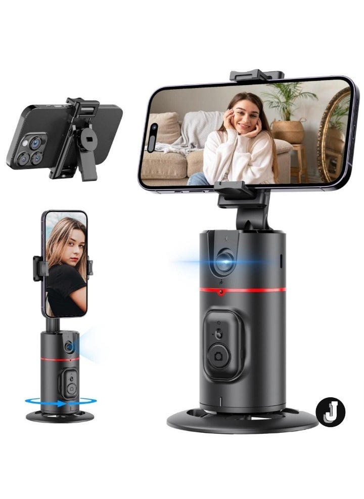 JAJEEK Auto Face Tracking Tripod – Smart 360° Rotation Body Phone Camera Mount for Vlogs & TikTok with Remote, Extendable, Rechargeable (Black), Perfect for Selfies, Live Streaming, and Content Creation  - Image 1