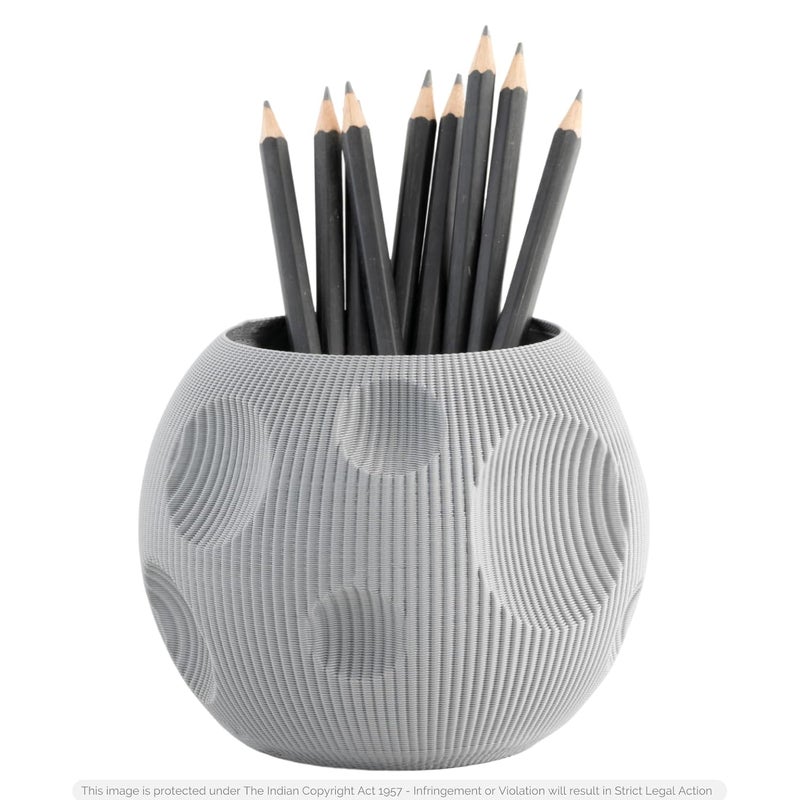 DIRHA Plastic Stylish Pen Stand & Pencil Holder For Office Table - Perfect Study & Stationery Accessory For Students- School Materials & Dressing Table Organizer | Gadget For Desk Accessories (Grey) - Image 1