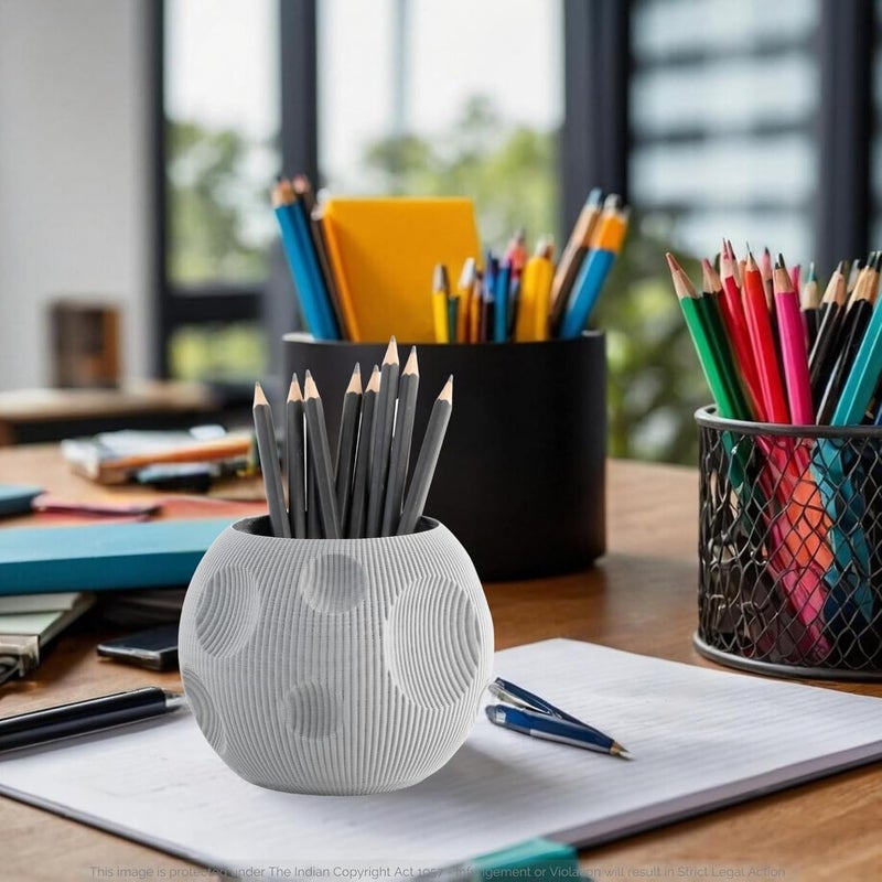 DIRHA Plastic Stylish Pen Stand & Pencil Holder For Office Table - Perfect Study & Stationery Accessory For Students- School Materials & Dressing Table Organizer | Gadget For Desk Accessories (Grey) - Image 5