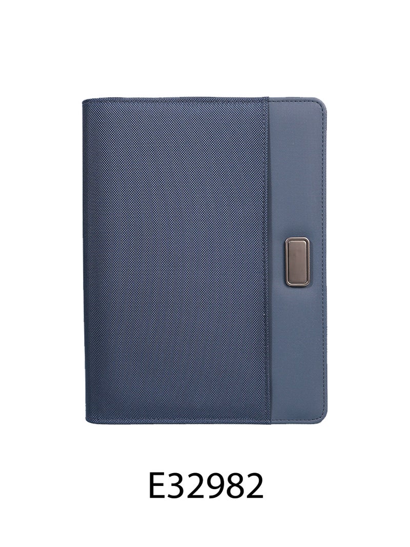 ORYX Unisex Professional Fabric Portfolio – B5 Organizer with Craft Paper Notebook & Metal Detail Blue