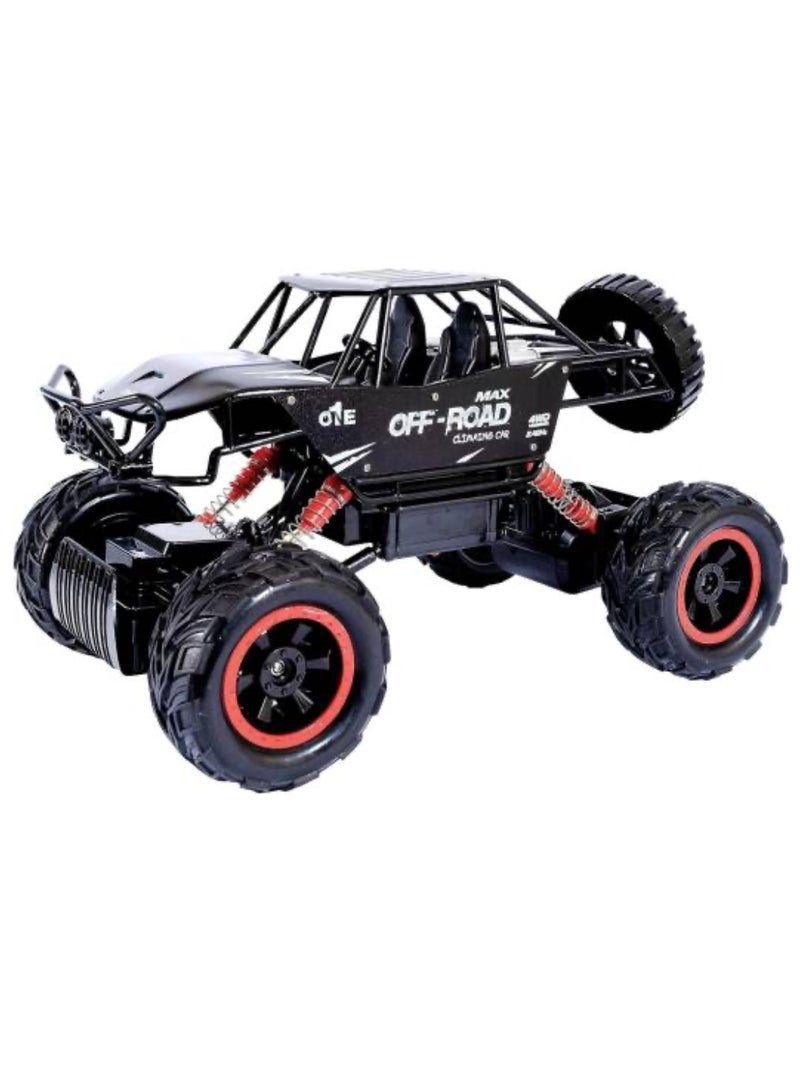 شاحنة وحشية 4x4 للطرق الوعرة 4WD RC سيارة تحكم عن بعد 2.4 جيجا هرتز، متسلقة صخور لجميع التضاريس مع تعليق طويل المدى، ألعاب للأولاد، ألعاب للبنات، أطفال من سن 6 سنوات فما فوق، بالغين، عشاق السيارات | هدايا (أسود) - Image 1