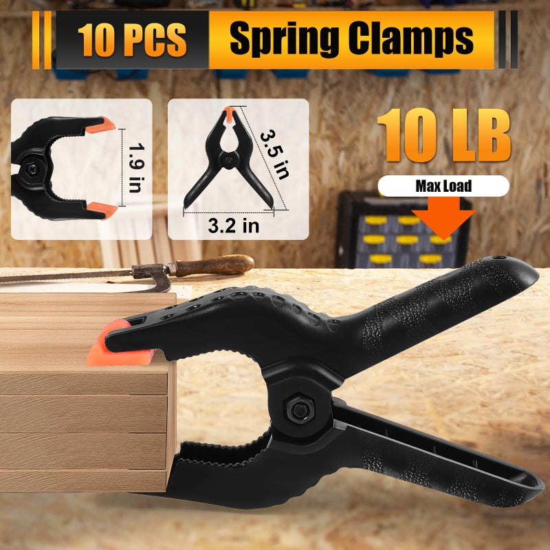 Relbro Spring Clamps  3.5 Inch Small Plastic Spring Clips Clamps Heavy Duty Black Backdrop Clamps Clips For Photography Woodworking Balloon Arch Crafts Tarps 10 Pcs - Image 2