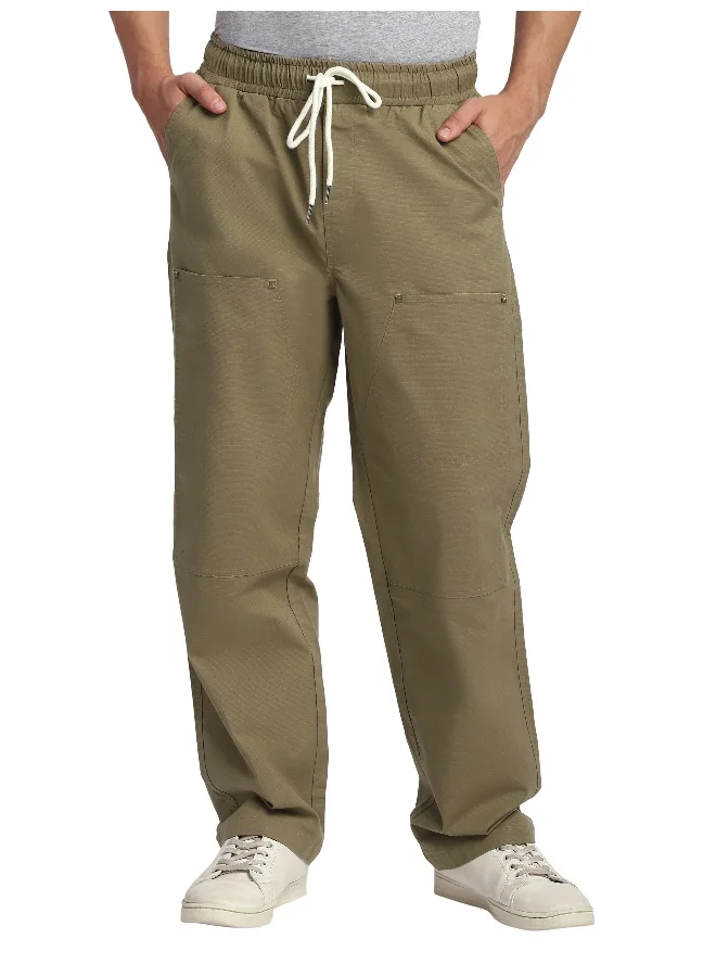 Beyoung Khaki Rivet Detailed Cargo Pants