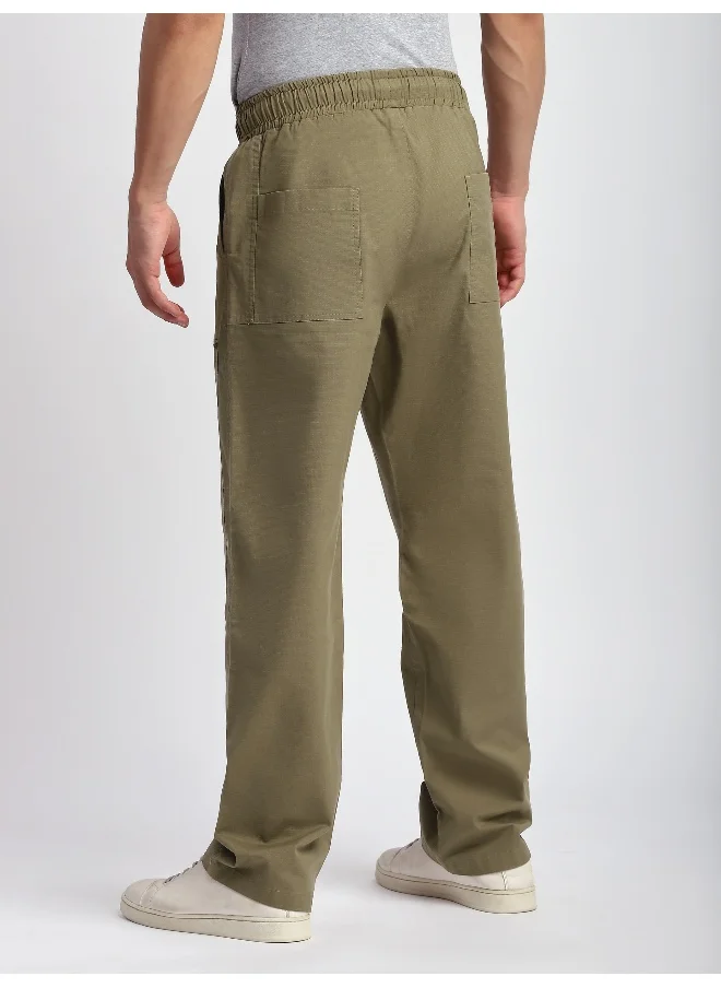 Beyoung Khaki Rivet Detailed Cargo Pants