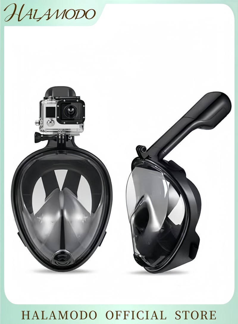 HALAMODO Full Face Anti Fog Mask, Detachable Dry Snorkeling Mask Set, Scuba Diving Free Breathing Design with Camera Mount - Image 1