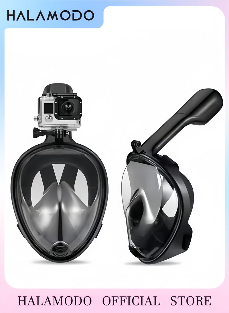 هالامودو قناع كامل الوجه مضاد للضباب، مجموعة قناع غطس جاف قابل للفصل، تصميم غوص حر للتنفس مع حامل كاميرا - Image 1