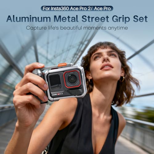 REYGEAK for Insta360 Ace Pro 2Ace Pro Street Grip KitAluminum Ace Pro 2 Handle Grip SetMetal CageCamera Grip Magnetic QuickReleaseReserved Card SlotErgonomic Handle Design - Image 3