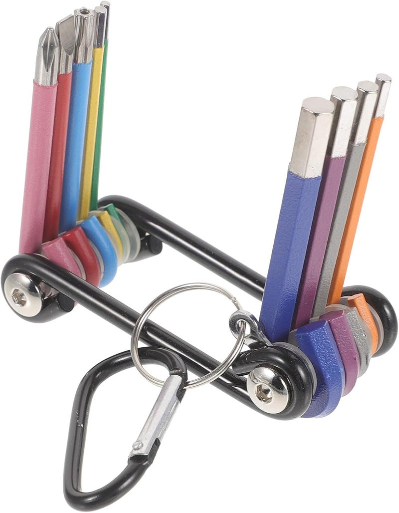 Foldable Hex Key Set Small Wrench Kit with Color-coded Plastic Coating for Bathtub Repair and Bicycle Maintenance, Multi-function Hand Tool Set with Key Hole – - Image 1