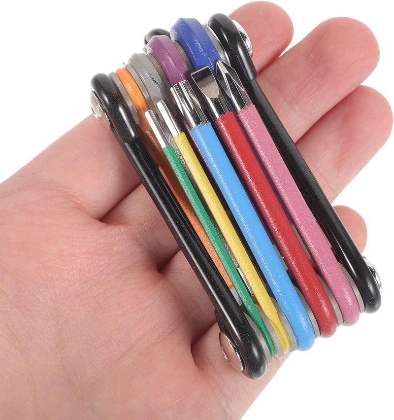 Foldable Hex Key Set Small Wrench Kit with Color-coded Plastic Coating for Bathtub Repair and Bicycle Maintenance, Multi-function Hand Tool Set with Key Hole – - Image 3
