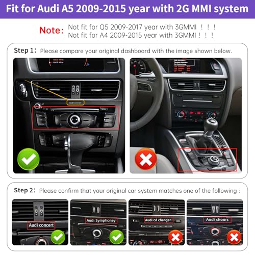 NINETOM 8.9 inch Touchscreen Wireless CarPlay Android Auto Multimedia Car Radio Receiver Compatible with Audi A5 with MMI 2G System (2009-2015), Support Mirrorlink, Camera, Navigation - Image 2