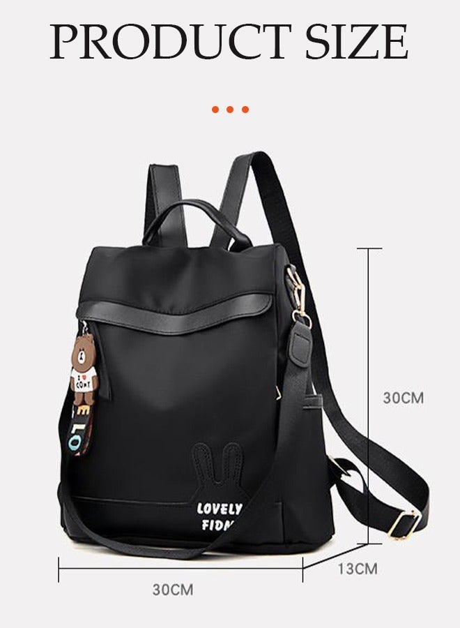 DUNISO Oxford Backpack Women's Black Waterproof Nylon School Bag for Girls Fashion Travel Tote - Image 2