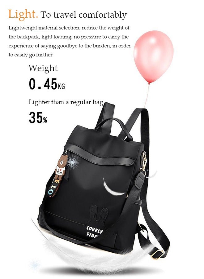 DUNISO Oxford Backpack Women's Black Waterproof Nylon School Bag for Girls Fashion Travel Tote - Image 4