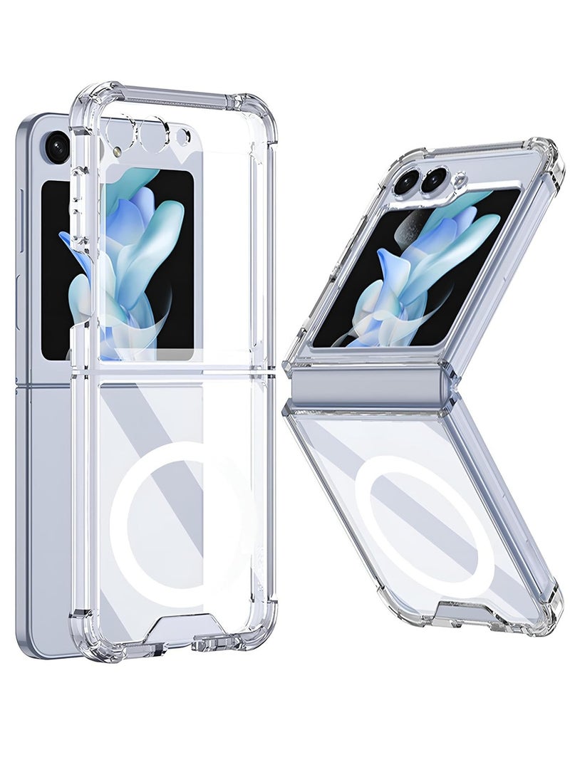 ELTRAZONE CLEAR MAGNETIC CASE FOR SAMSUNG GALAXY Z FLIP 5 | SLIM THIN SHOCKPROOF COVER WITH MAGSAFE SUPPORT & WIRELESS CHARGING COMPATIBILITY - Image 1