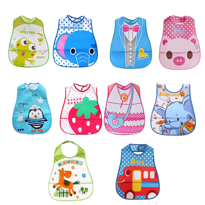 20 pcs Adjustable Baby Bibs EVA Lunch Feeding Bibs Baby Cartoon Feeding Cloth Children Baby Apron Babador (Random Pattern) - Image 1