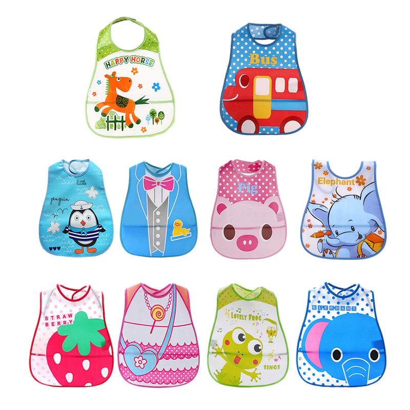 20 pcs Adjustable Baby Bibs EVA Lunch Feeding Bibs Baby Cartoon Feeding Cloth Children Baby Apron Babador (Random Pattern) - Image 2