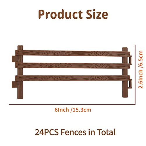 Toymany 24PCS Plastic Corral Fencing Playset Accessories for Farm Animals Figurines, Cake Toppers - Educational Gift for Kids and Toddlers - Image 2