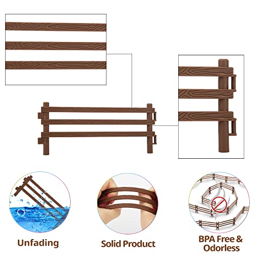 Toymany 24PCS Plastic Corral Fencing Playset Accessories for Farm Animals Figurines, Cake Toppers - Educational Gift for Kids and Toddlers - Image 3