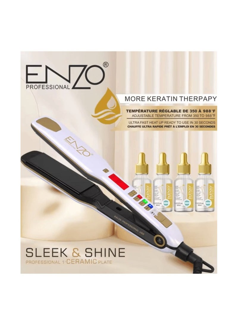 ENZO Professional مكواة شعر إنزو EN-5111BS الاحترافية، مكواة شعر نهائية مع درجة حرارة قابلة للتعديل وسخونة سريعة مع هدية مجانية 4 × خلاصة الماكا - Image 3