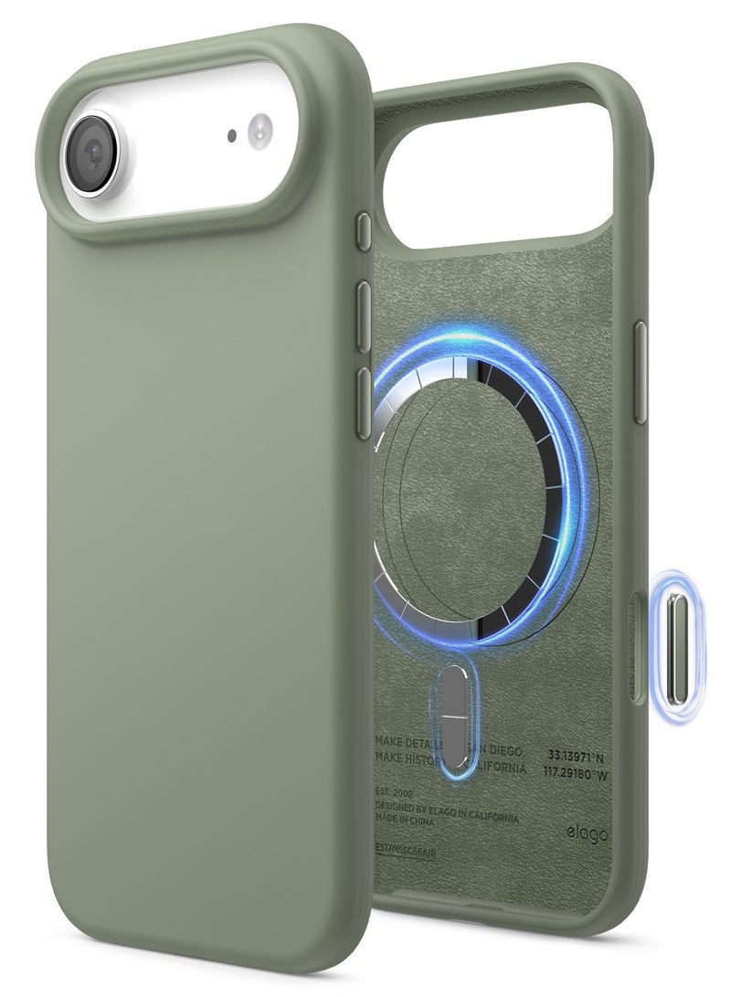 Elago Magnetic Liquid Silicone for iPhone 17 Air case cover [Camera Control Button Cover] compatible with MagSafe Shockproof - Khaki Green - Image 1