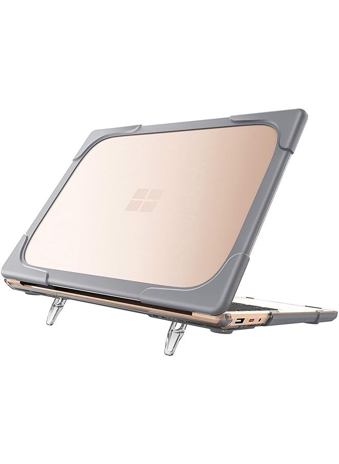 Procases - Protective Case For 13.5 Inch Microsoft Surface Laptop 5 4 3 With Metal Palm Rest Heavy Duty Slim Hard Shell Cover With Foldable Kickstands Grey - Image 1