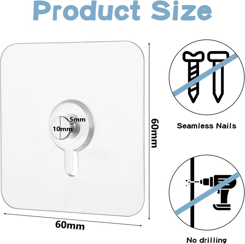 SKY - TOUCH 18Pcs Transparent Heavy Duty Adhesive Wall Hooks - Waterproof & Rustproof - Image 5