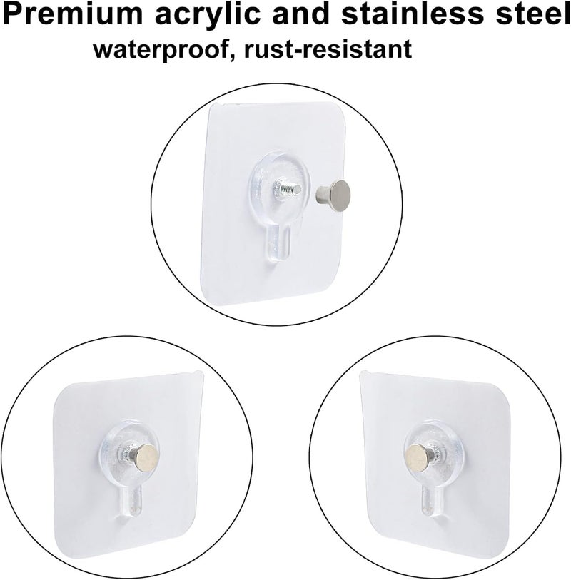 SKY - TOUCH 18Pcs Transparent Heavy Duty Adhesive Wall Hooks - Waterproof & Rustproof - Image 3