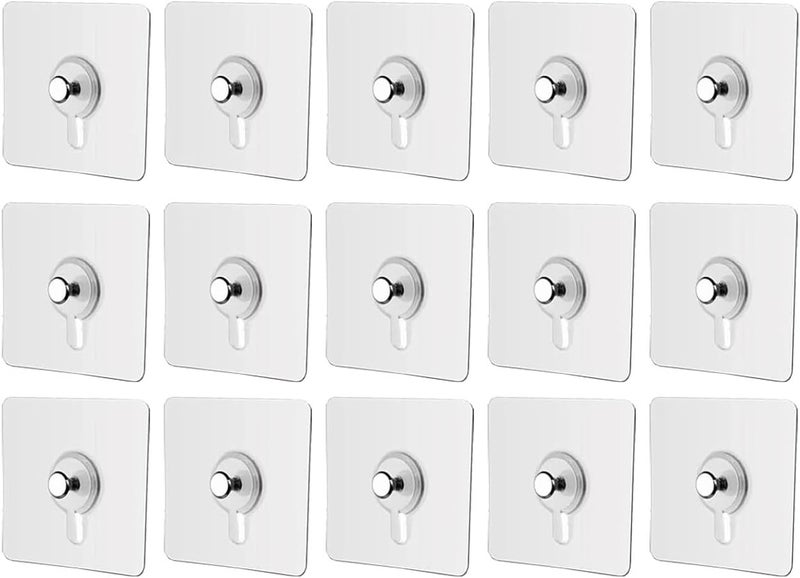 SKY - TOUCH 18Pcs Transparent Heavy Duty Adhesive Wall Hooks - Waterproof & Rustproof - Image 1