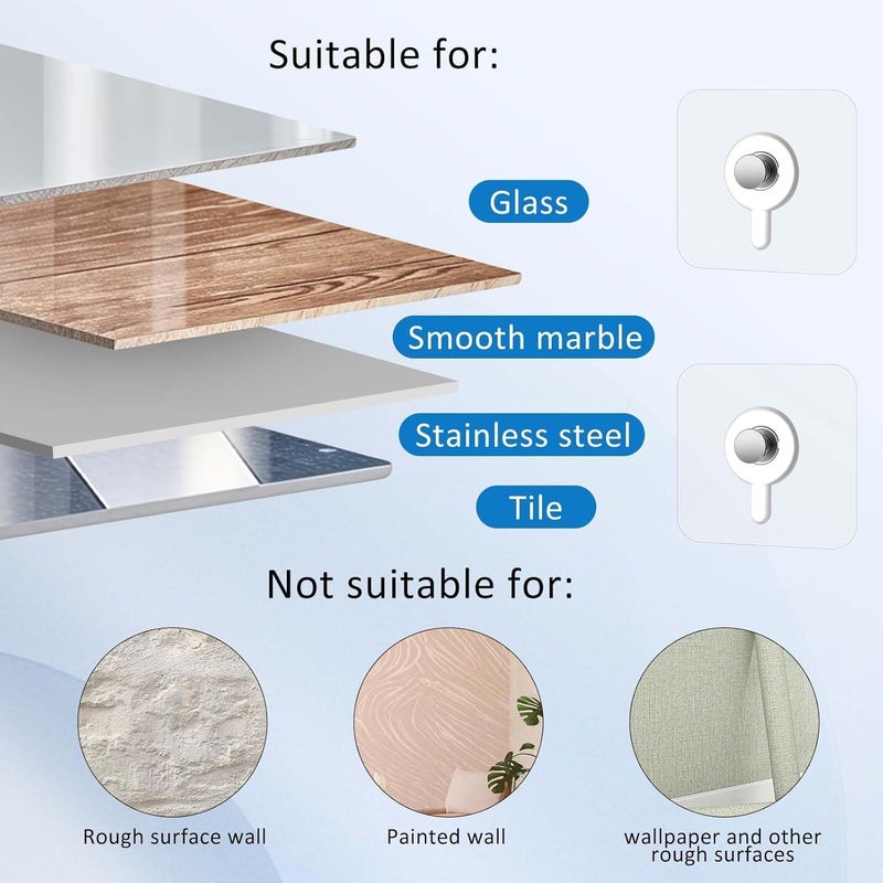 SKY - TOUCH 18Pcs Transparent Heavy Duty Adhesive Wall Hooks - Waterproof & Rustproof - Image 4