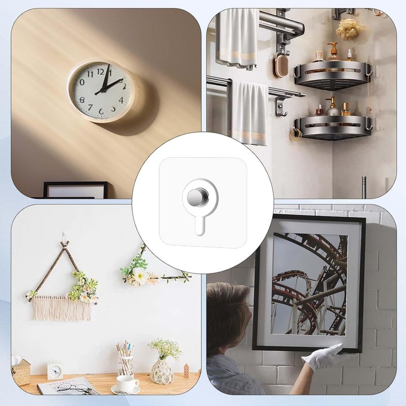 SKY - TOUCH 18Pcs Transparent Heavy Duty Adhesive Wall Hooks - Waterproof & Rustproof - Image 2