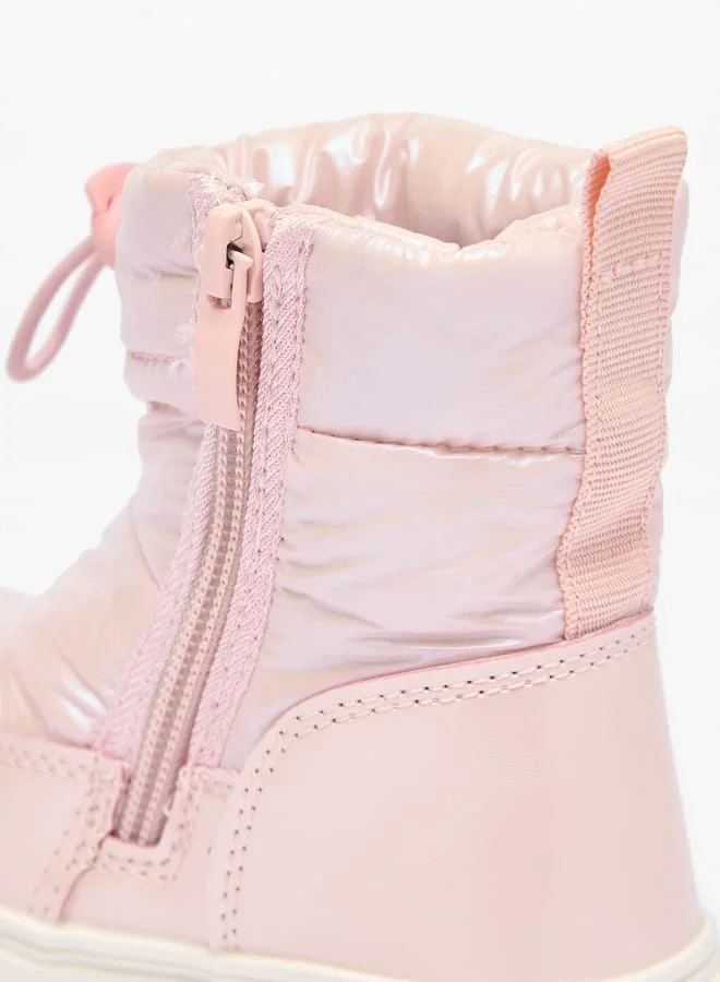 جونيورز Girls Solid Ankle Boots with Zip Closure and Pull Tabs