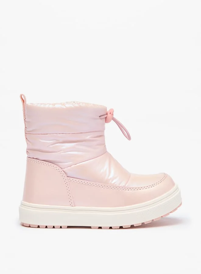 جونيورز Girls Solid Ankle Boots with Zip Closure and Pull Tabs