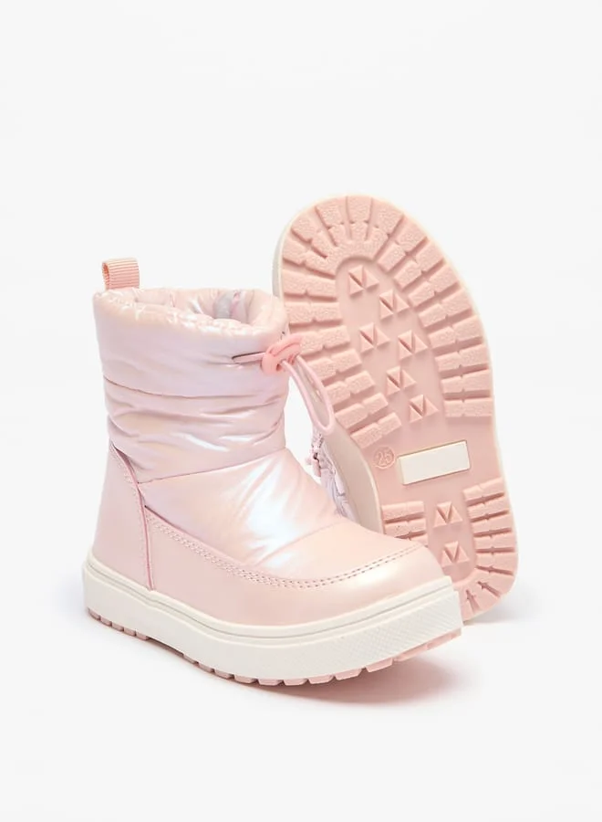 جونيورز Girls Solid Ankle Boots with Zip Closure and Pull Tabs