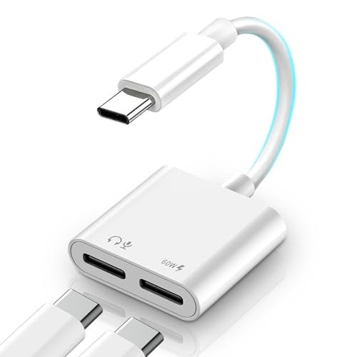 Meenova USB C Splitter 1 in 2 Out for iPhone 16 Headphone Adapter USB C and 60W Charger, Type C Audio Adapter with Fast Charging Dongle Compatible with iPhone 15, Galaxy S24/S23/S22/S21 Ultra iPad - Image 1