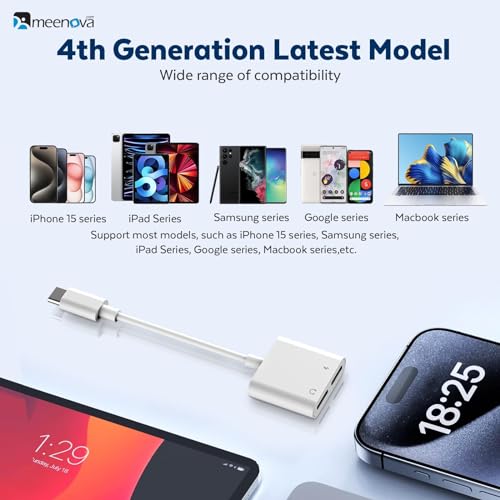 Meenova USB C Splitter 1 in 2 Out for iPhone 16 Headphone Adapter USB C and 60W Charger, Type C Audio Adapter with Fast Charging Dongle Compatible with iPhone 15, Galaxy S24/S23/S22/S21 Ultra iPad - Image 3