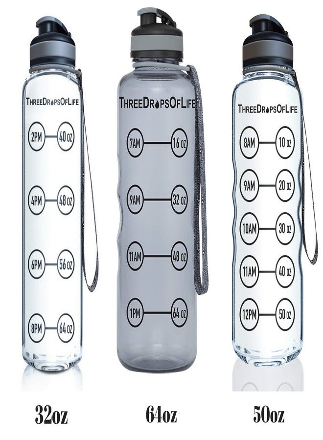 Three Drops of Life 64oz Tritan Plastic Water Bottle, Large, Smoke Gray, High Capacity Hydration Tracker, BPA Free, Reusable, Best for Indoor, Outdoor, Sports Use - Image 5