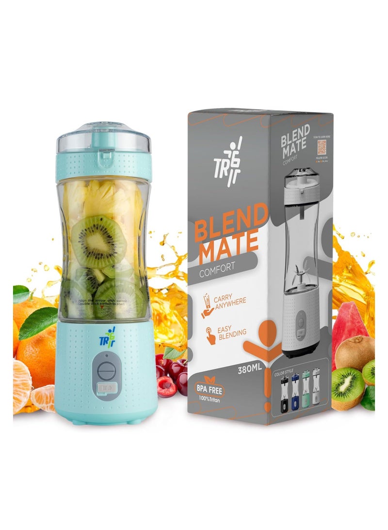 TR6 Blendmate Portable Convenient Blender for Smoothies, Protein Shakes, and Ice Crushing - 380ml, Tritan, 4000mAh Battery, USB-C Port, and Drinking Cap (Turquoise) - Image 1