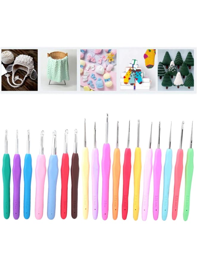 18 قطعة 0.5-8 مللي متر طقم الكروشيه مقبض ناعم الدانتيل إبرة كروشيه مجموعة نسج الحرفية الحياكة DIY بها بنفسك الخياطة اكسسوارات Crochethook - Image 4