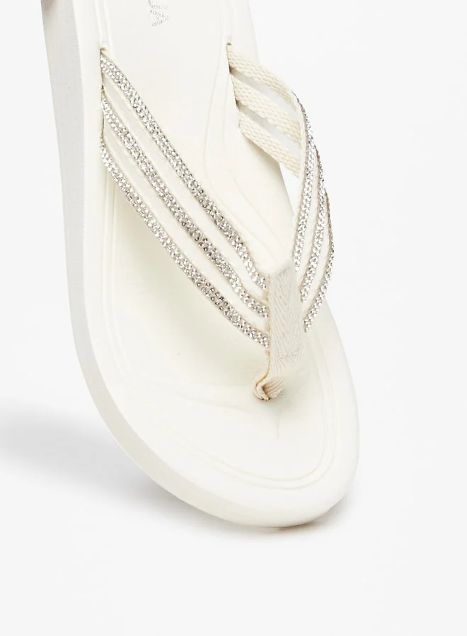أكوا Women's Embellished Thong Slippers
