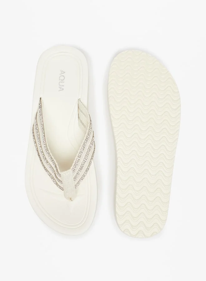 أكوا Women's Embellished Thong Slippers