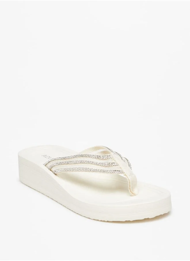 أكوا Women's Embellished Thong Slippers