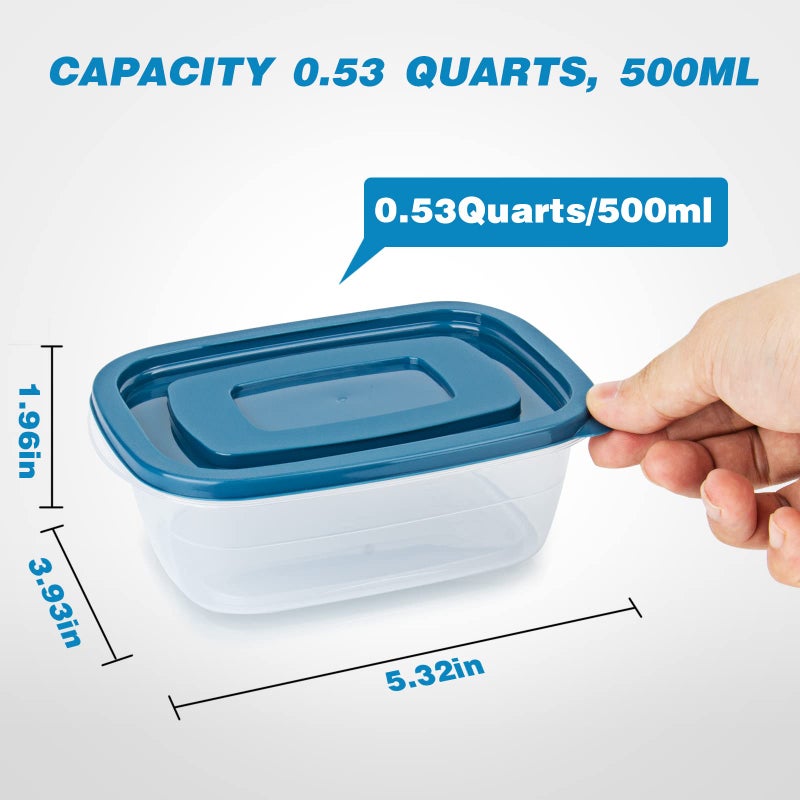 PEDECO 20PCS Rectangle Plastic Portion Box Sets with Lids.Food Storage Box Container Sets Food Storage Food Containers Plastic Container use for School Work and Travel 0.53 Quarts Per Box. - Image 4