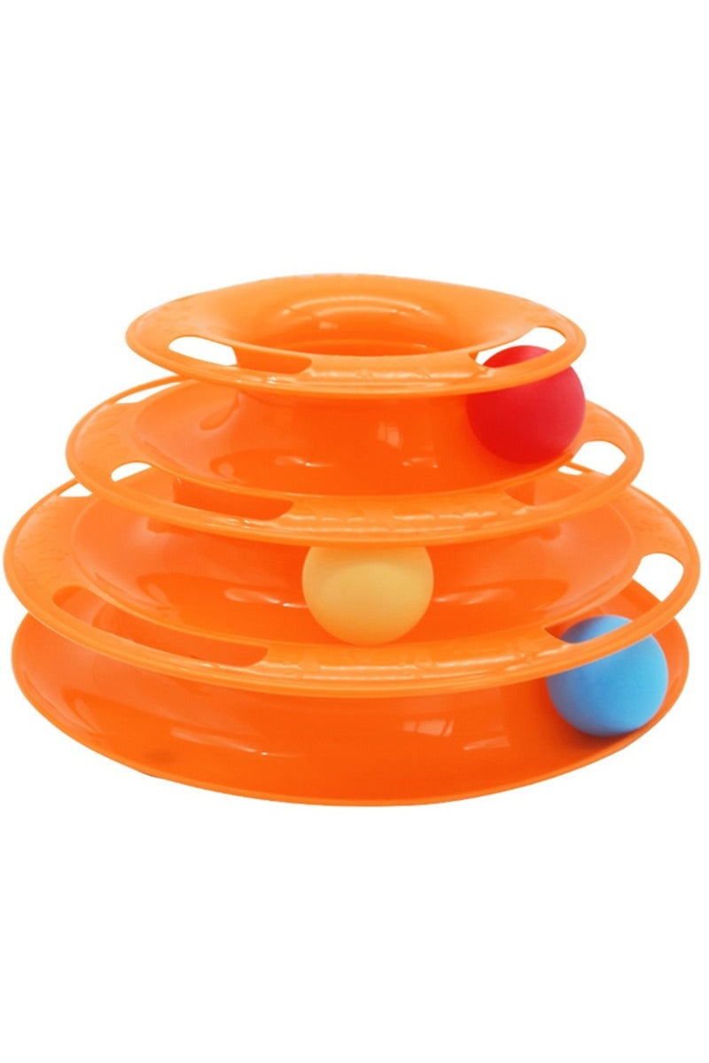 erorex three layers orange Pet cat toy Three-layer ball cat Turntable Cat interactive educational track toy