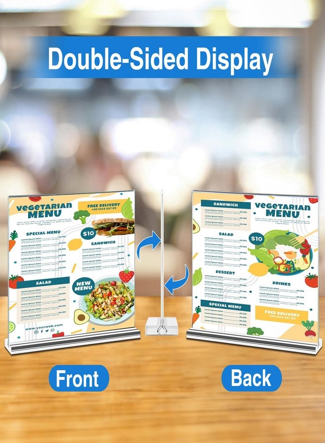 Daofary 10 Pack Acrylic Sign Holder 11 x 8.5 Clear Display Table Signs Stand, Double Sided T Shape Flyer Holder Plastic for Picture Paper Frame Holder Home Office Menu Retail Show Fair - Image 3