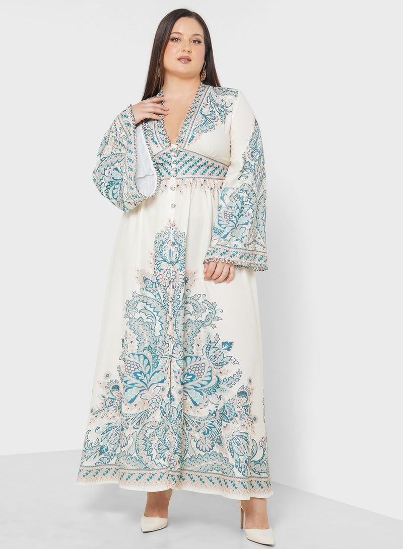 خزانة فستان ماكسي مطرز - Image 4